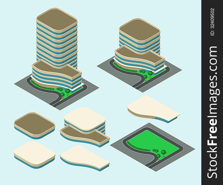 Pre-assembled isometric building, its height is easily customize