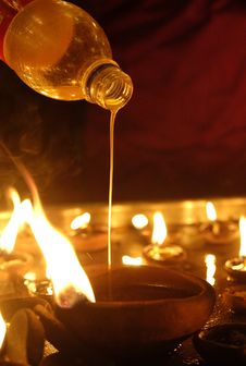 Hindu Festival Oil Lamp Stock Photo