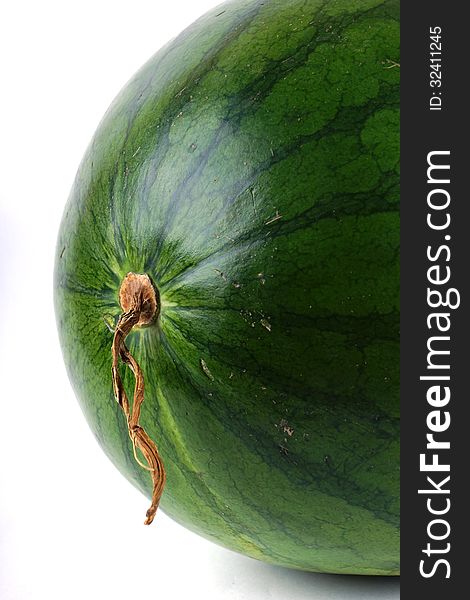 Green watermelon on white isolated background