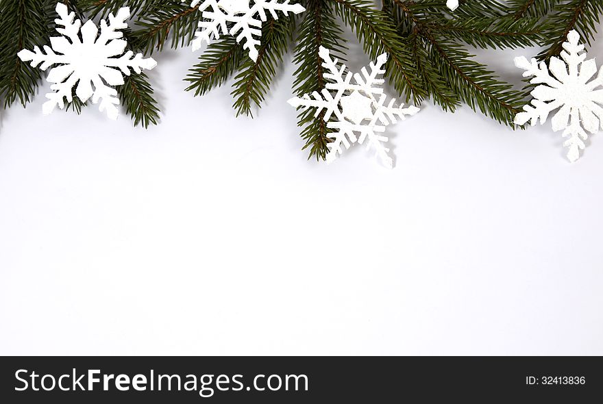Snowflakes relating to twigs of the spruce. Snowflakes relating to twigs of the spruce