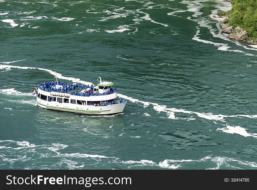 Boat tour with tourists near Niagara Falls. Boat tour with tourists near Niagara Falls