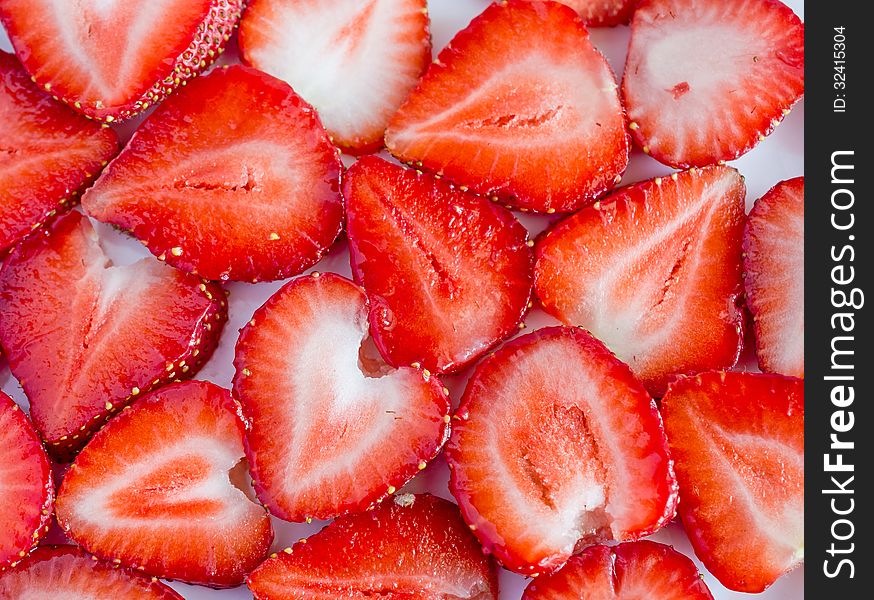 Closeup of fresh sliced Strawberries