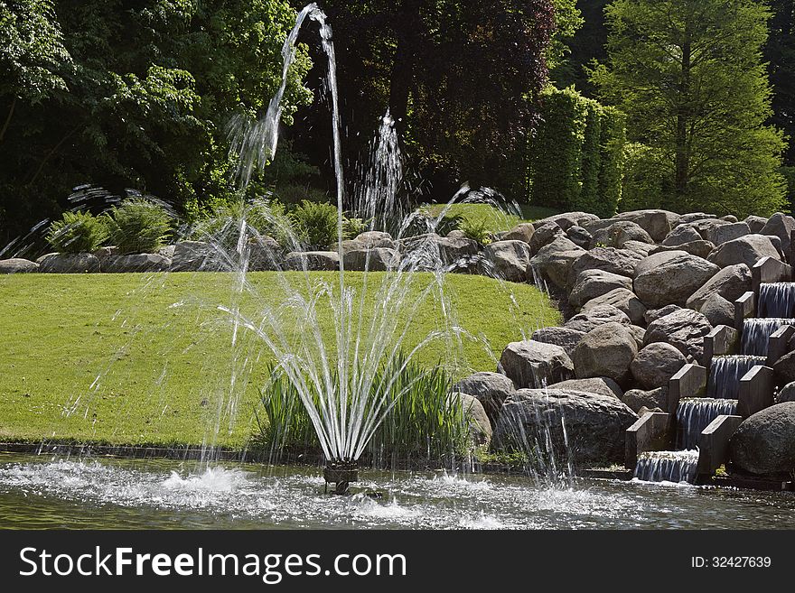 Fountain and cascade in park