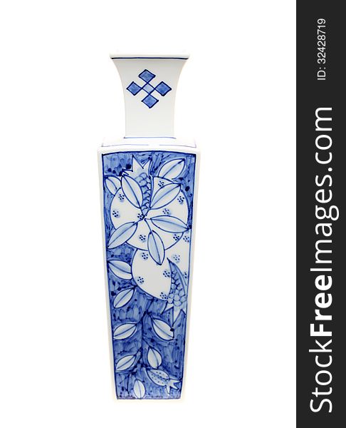Asian vase isolated on white background