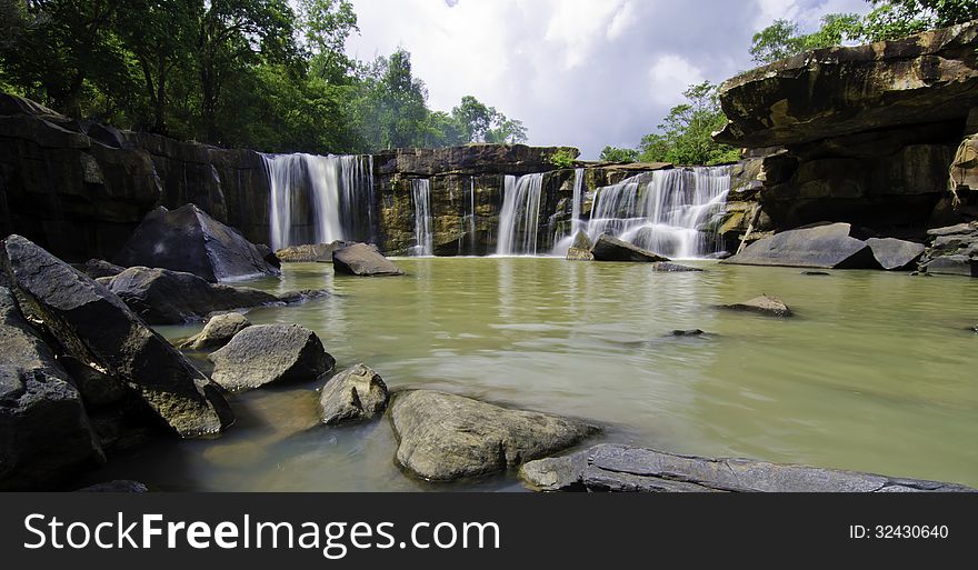 Panorama of Tat Ton Waterfall at Chaiyaphum province in Thailand.