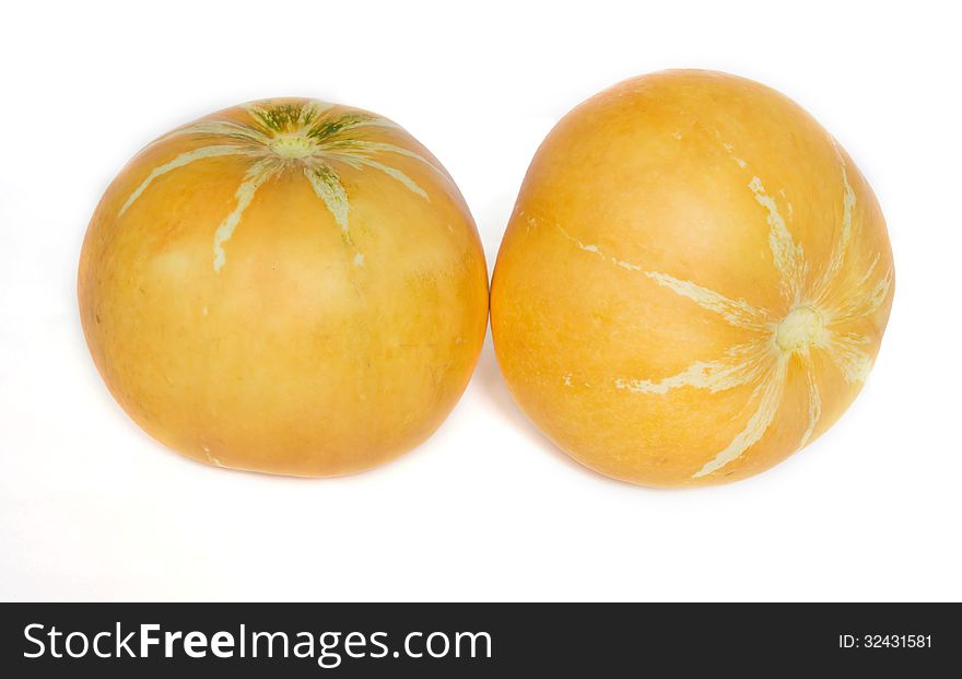 Cantaloupe Melons On A White Background