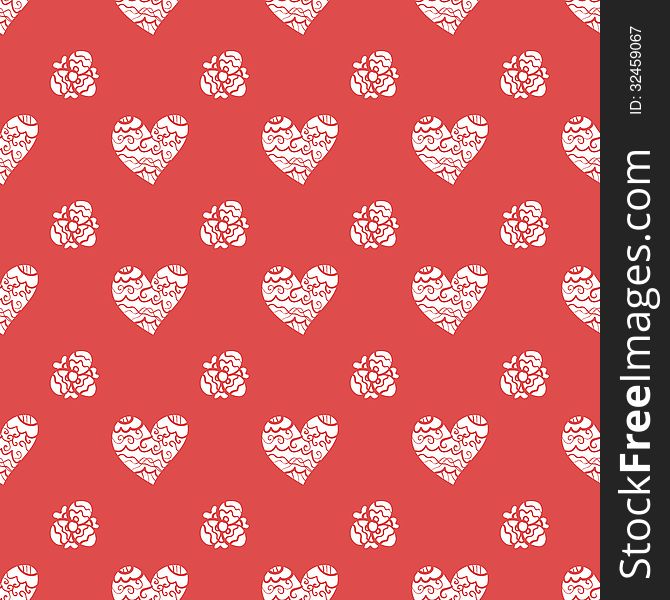 Seamless pattern with hearts. Valentines Day background. Vector illustration