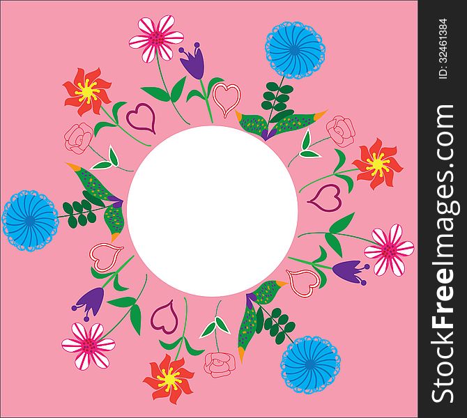 Floral Frame For Greetings, Invitations, Greeting