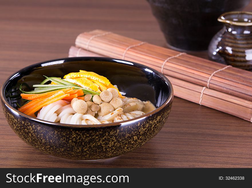 Japanese Cuisine - Udon (thick wheat noodles). Japanese Cuisine - Udon (thick wheat noodles)