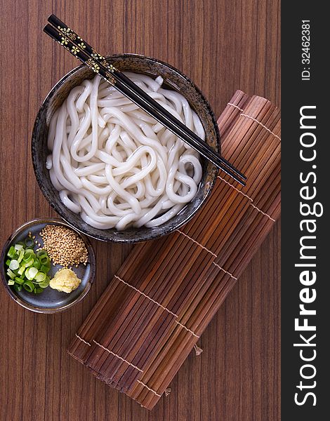 Japanese Cuisine - Udon (thick wheat noodles). Japanese Cuisine - Udon (thick wheat noodles)