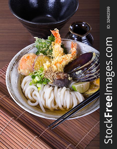 Japanese Cuisine - Udon (thick wheat noodles). Japanese Cuisine - Udon (thick wheat noodles)