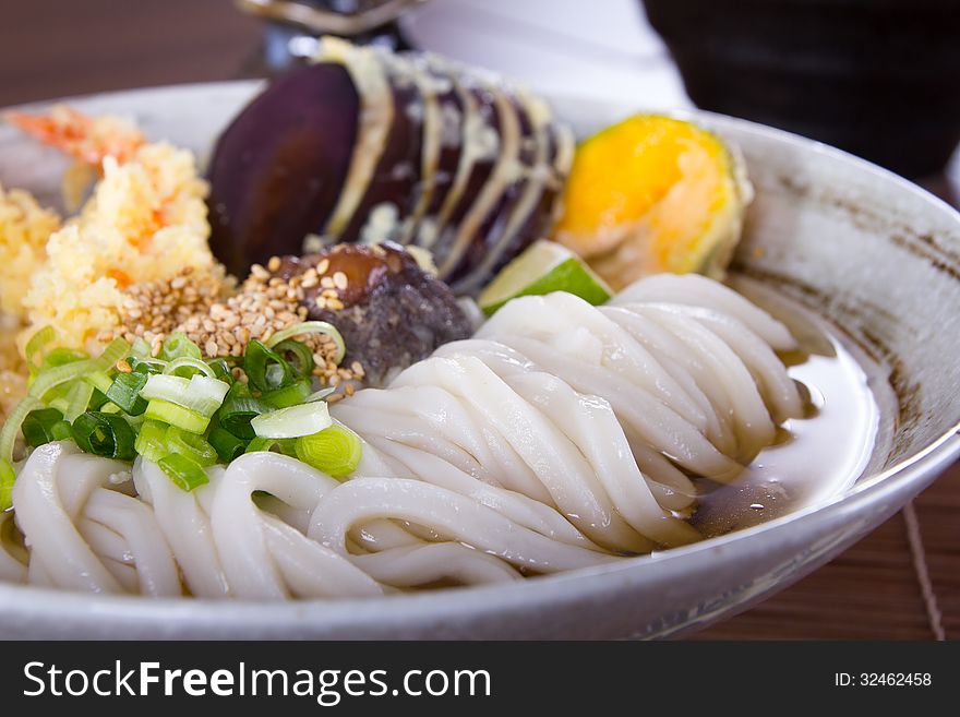 Japanese Cuisine - Udon (thick wheat noodles). Japanese Cuisine - Udon (thick wheat noodles)