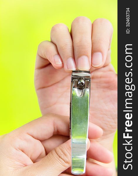 Cutting your fingernails concept