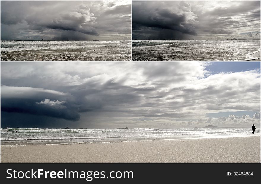Seascape collage of stormy weather over the atlantic ocean. Seascape collage of stormy weather over the atlantic ocean