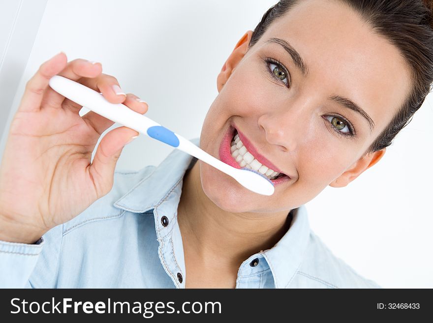 Young Woman Picking His Teeth