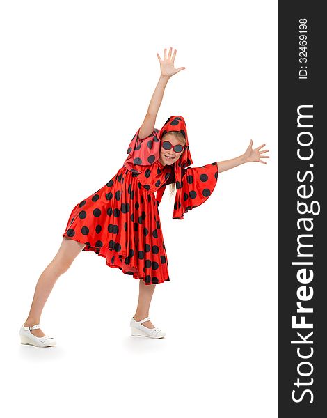 Teen Girl Dancing In A Red Polka-dot Dress