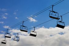 Chair Lift, Cableway On Blue Sky Stock Photos Chair Lift, Cableway On Blue Sky Stock Photos