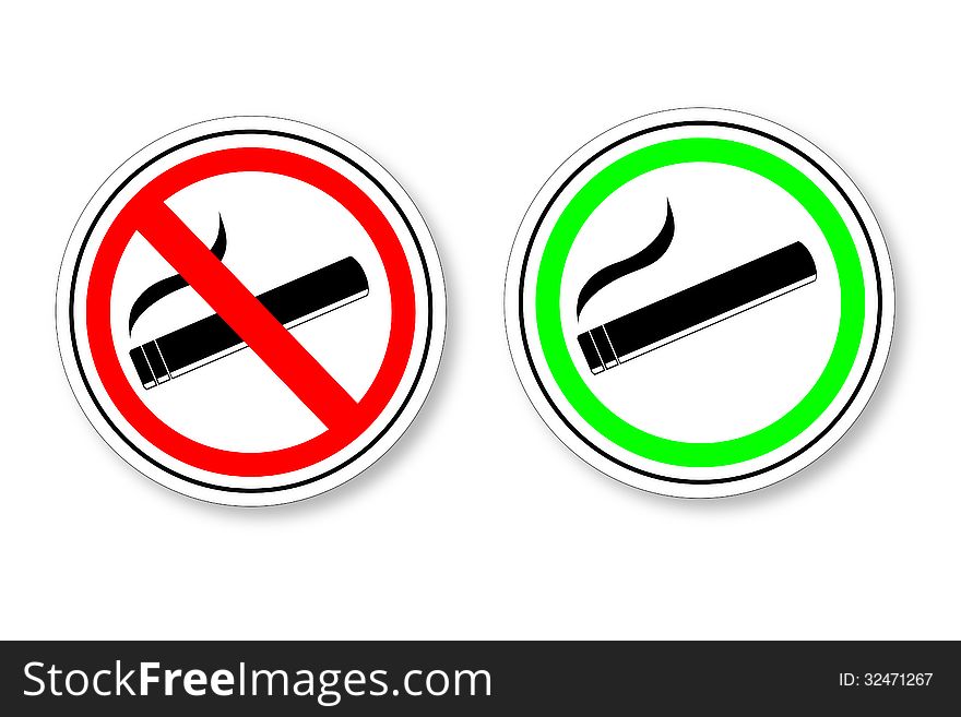 Sign - No Smoking and Smoking Area