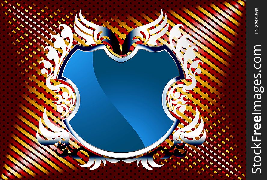 Illustration steel pattern with elegant blue shield background