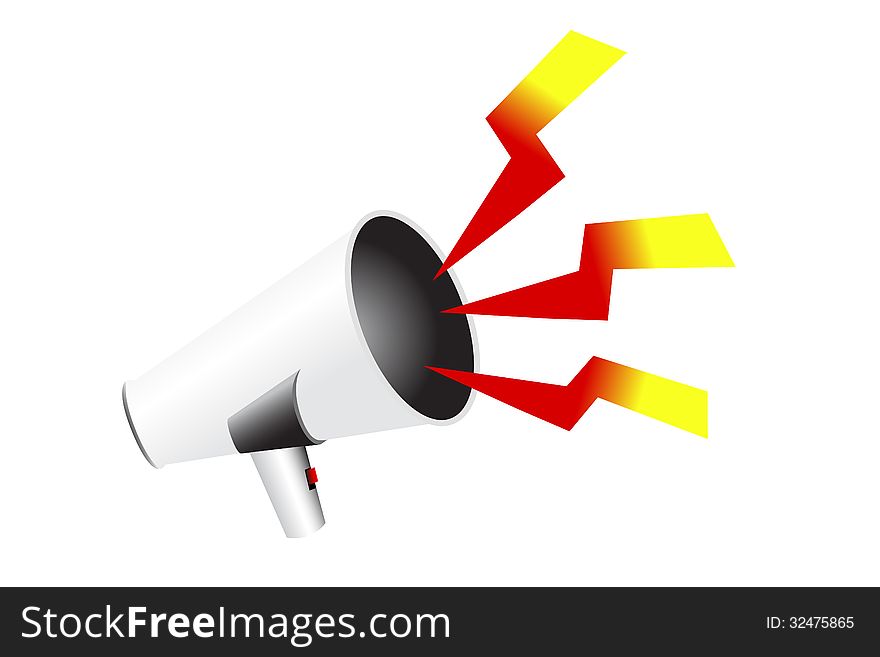 White megaphone, no reflection, no shadow, isolated on white, but still easily separated form background