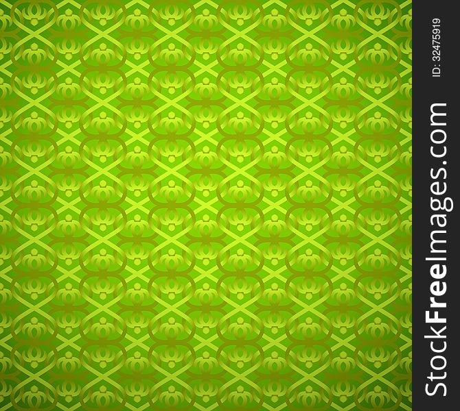 Seamless floral pattern, green and summer seasonal vector background. Lace design. Abstract vintage geometric wallpaper. Vector illustration.