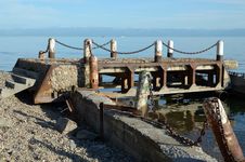 Old Ruined Pier In Listvyanka, Lake Baikal Royalty Free Stock Photos