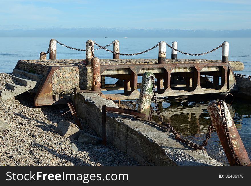 Old ruined pier in Listvyanka vilage, Lake Baikal