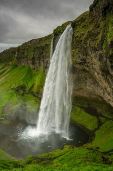 Seljalandsfoss Waterfall, Iceland Royalty Free Stock Photography