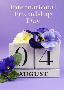 Save The Date White Block Calendar For August 4, International Friendship Day - Vertical Stock Image Save The Date White Block Calendar For August 4, International Friendship Day - Vertical Stock Image