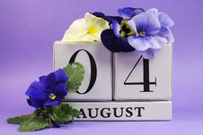 Save The Date White Block Calendar For August 4, International Friendship Day Stock Photos
