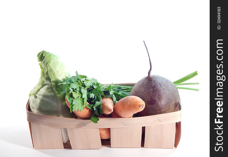 Vegetables in a basket, a set of red borscht. Vegetables in a basket, a set of red borscht