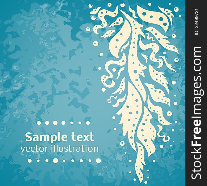 Retro floral detailed background. Vector illustration for your vintage design. Grunge white and blue picture of underwater ornamental.