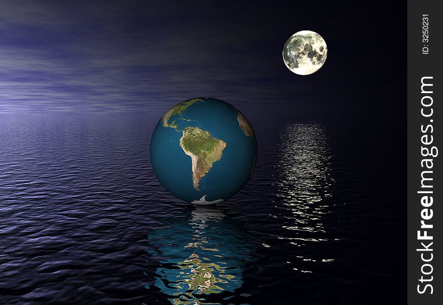 World, Globe South America map moon. World, Globe South America map moon