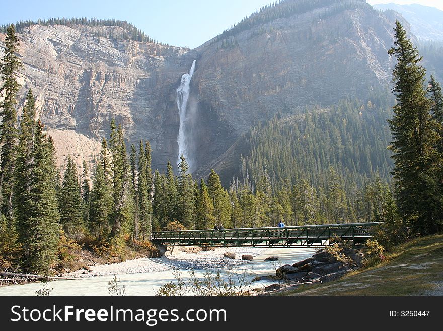 Forest, rocky mountain and a fall. Forest, rocky mountain and a fall