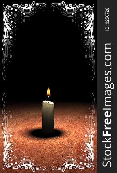 Soft-glowing candle light on table - 3d render. Soft-glowing candle light on table - 3d render