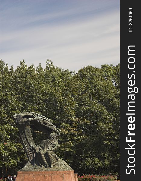 Friderick Chopin monument in Lazienki park in Warsaw
