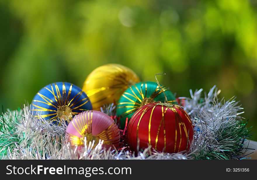 Colorful Christmas balls isolated for celebration .