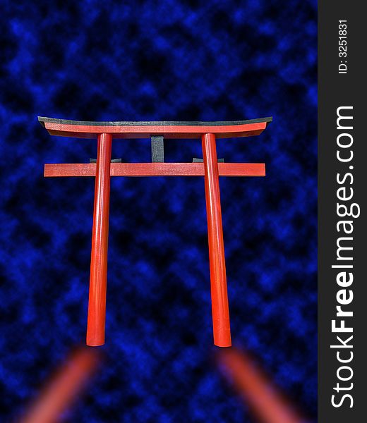 Oriental spiritual concept of Japanese gates indicating the path. Oriental spiritual concept of Japanese gates indicating the path