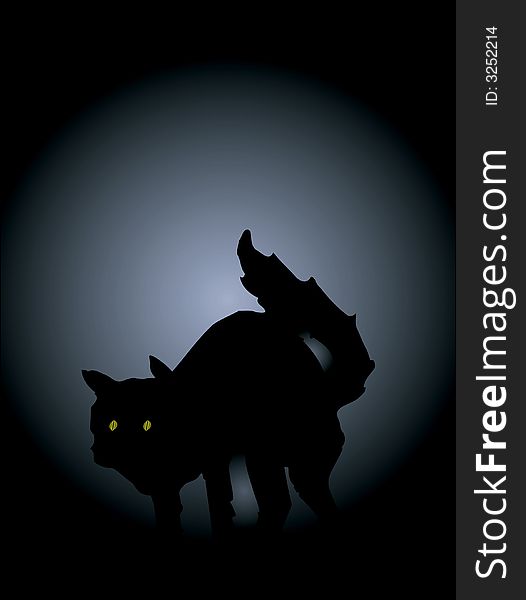 Black cat in moonlight-eps file available