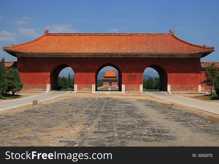 The first gate of the Eastern Qing Tombs in Heibei, China. The first gate of the Eastern Qing Tombs in Heibei, China