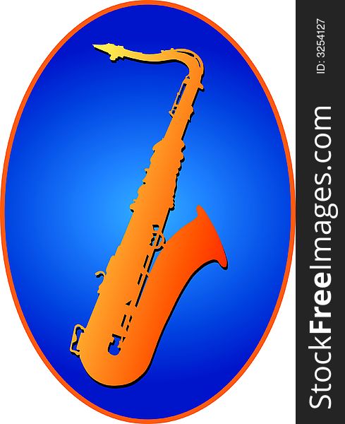 Orange saxophon on a blue gradient background. Also available as Illustrator-File