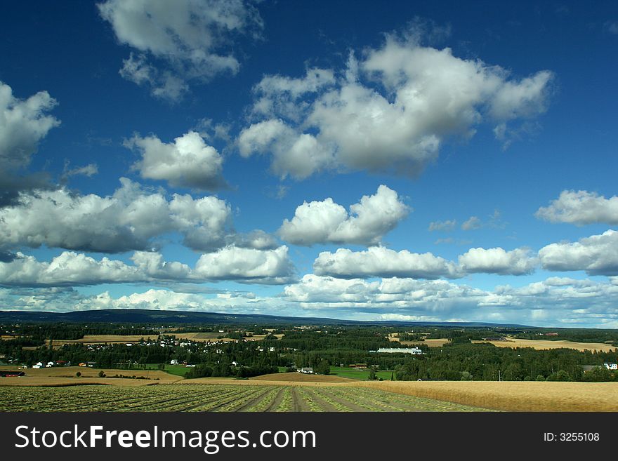 Rural landscape with sky and field