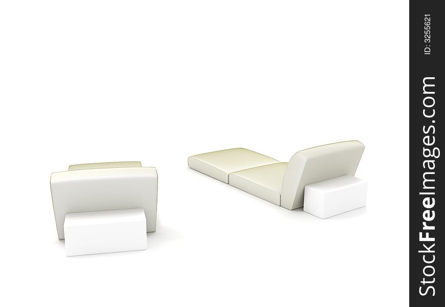 White sofas over clear white background