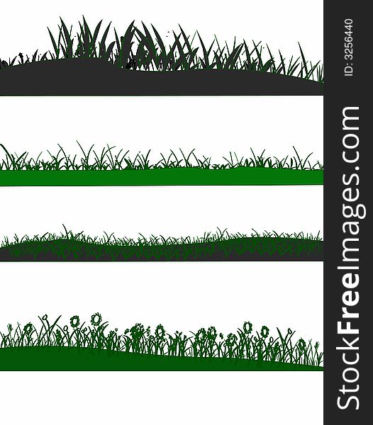 4 Grass graphic elements in format