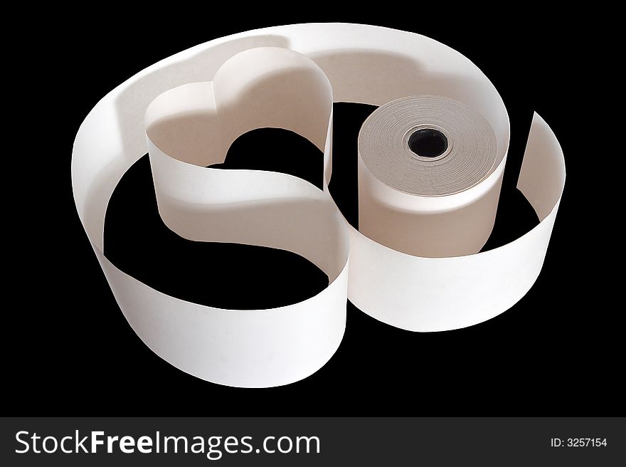 Paper tape on a black background. Paper tape on a black background
