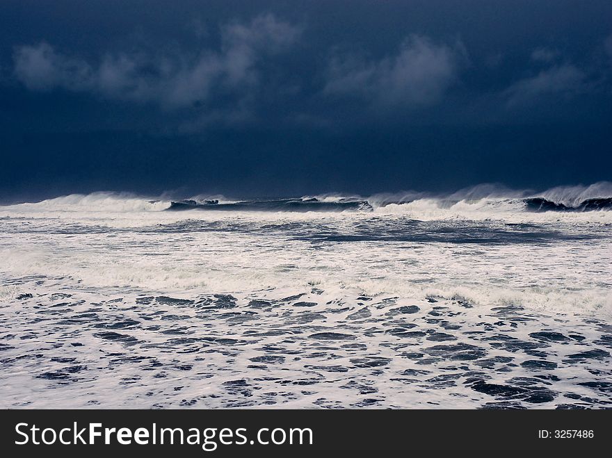Waves and Surf on the Pacific Coast in Winter. Waves and Surf on the Pacific Coast in Winter