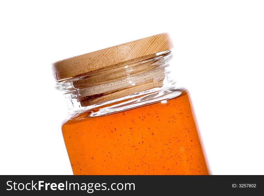 Honey jar with white background