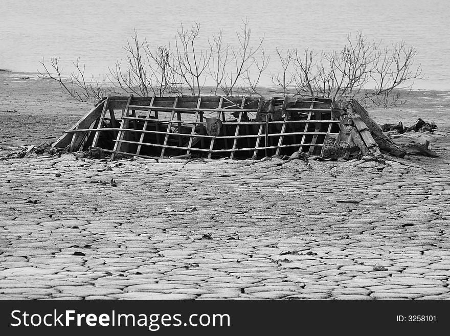 Mud flood journalistic photo in bw