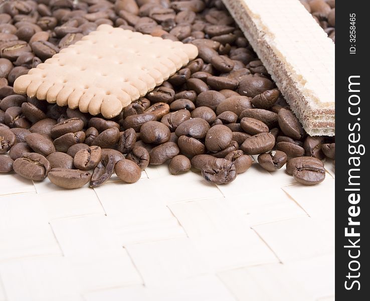 Coffee Beans And Biscuit