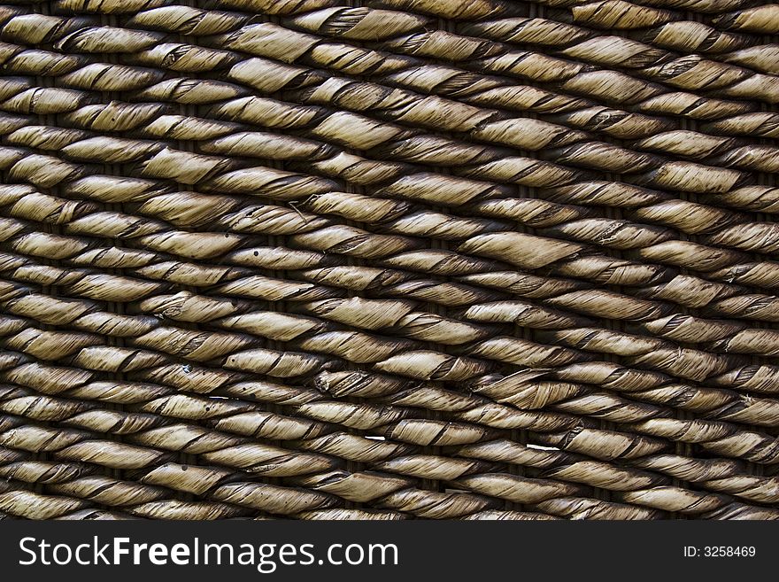 Wide shot of plaited mats made from banana tree